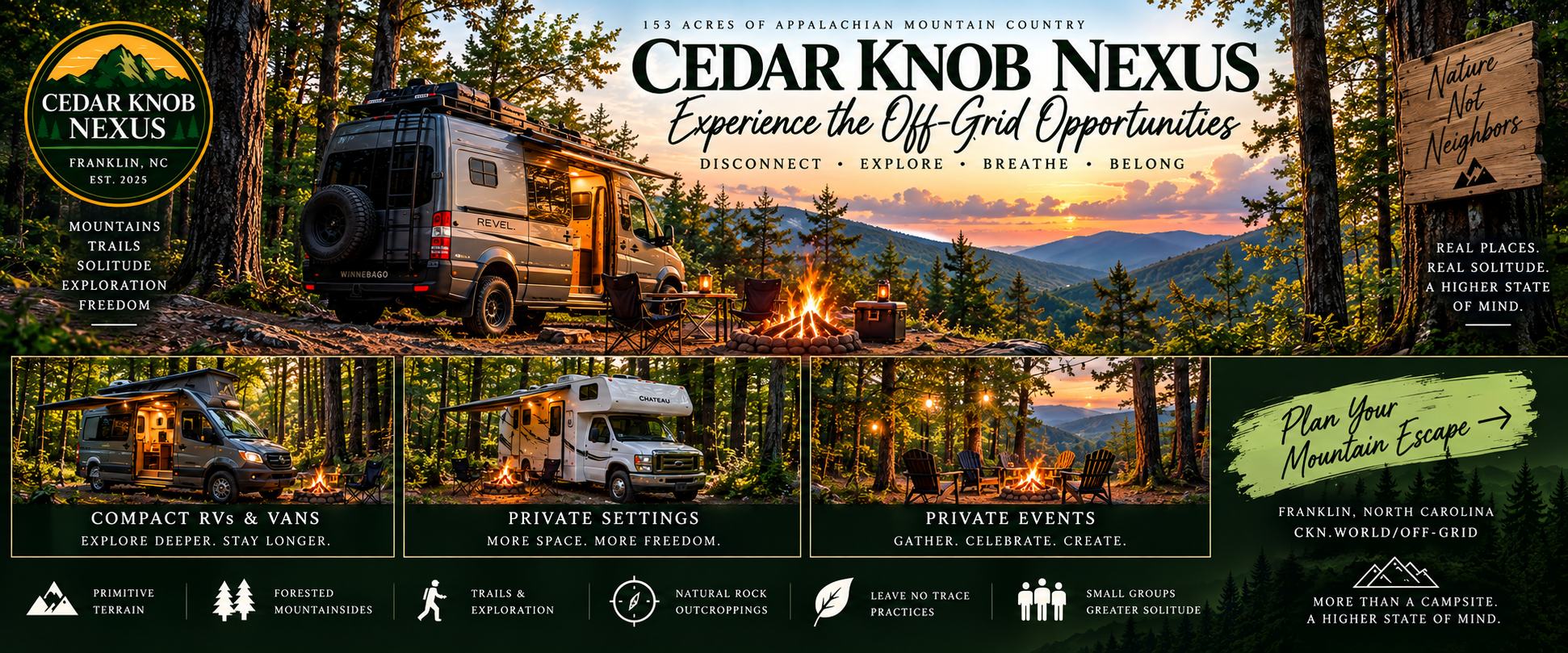 Cedar Knob Nexus off-grid opportunities in Sugarfork Western North Carolina